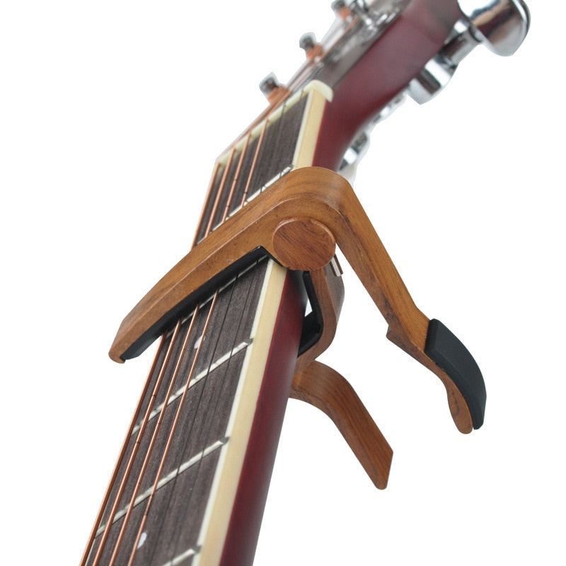 Wood Grain Metal Guitar Capo/Clip with Silicon Cushion for Guitar Ukulele or Cuatro